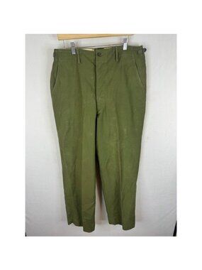 Vintage US Military M-1951 Field Wool Trousers Olive Drab Korean War Pants 35X32
